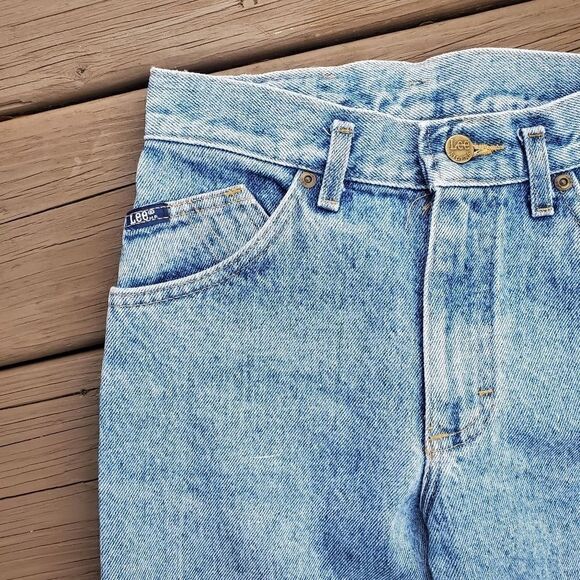 Vintage Lee High Rise Mom Tapered Leg Relaxed Fit Stone Acid Wash Denim Jeans 25 - Picture 4 of 8